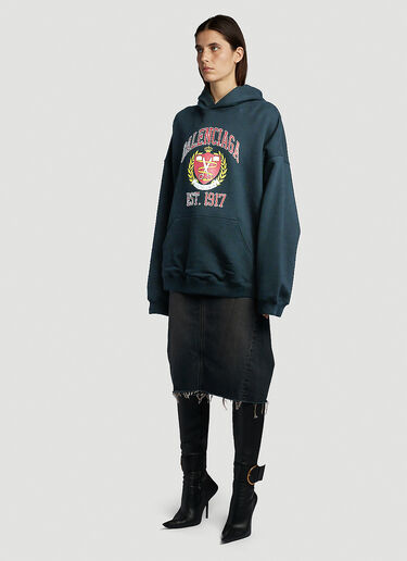 Balenciaga Est 1917 Hooded Sweatshirt Blue bal0246073