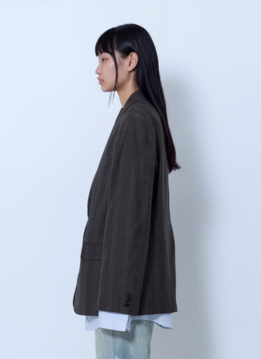 LN-CC® - Acne Studios: Checked Wool Blazer - Brown Acne Studios Checked Wool Blazer Brown acn0265070