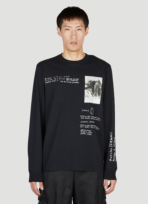 7 Moncler Fragment Graphic Print Long Sleeve T-Shirt Black mfr0154001