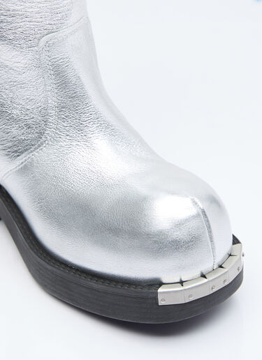 MM6 Maison Margiela Knee-High Metallic Boots Silver mmm0254016