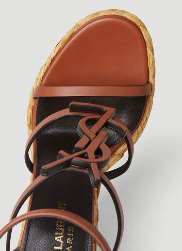 Saint Laurent Cassandra Braided Wedges Brown sla0251150
