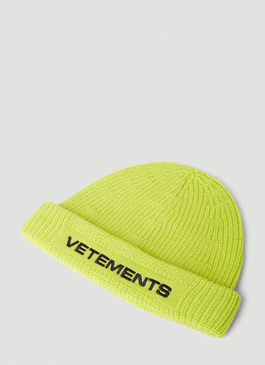 VETEMENTS Logo Beanie Hat Yellow vet0254011