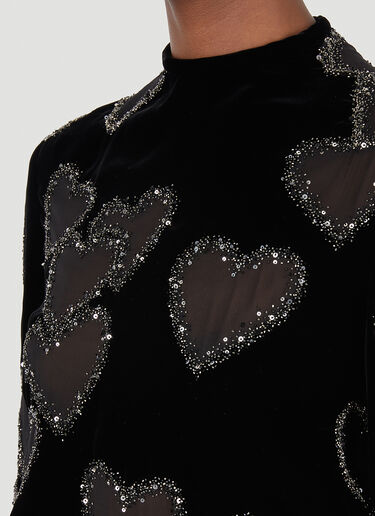 Saint Laurent Embroidered Hearts Top Black sla0245028