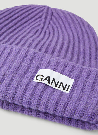 GANNI Classic Beanie Hat Purple gan0246102