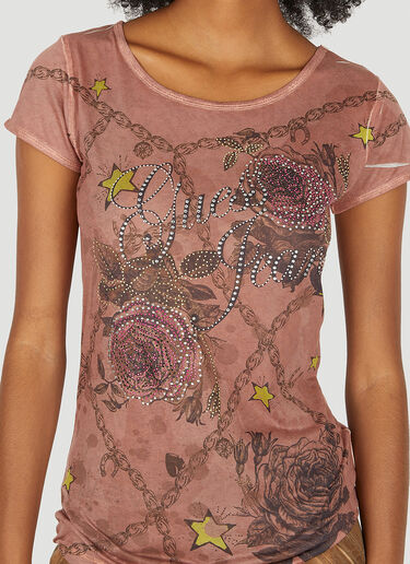 Guess USA Star Wing Embellished T-Shirt Pink gue0250017