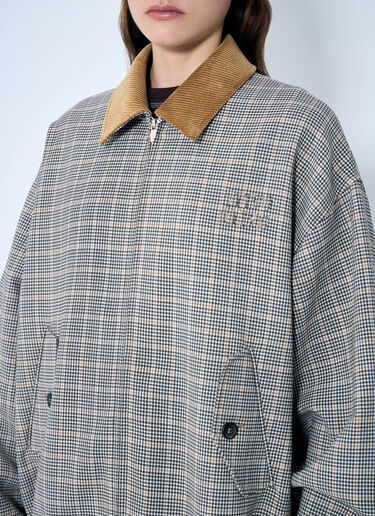 Miu Miu Checked Double-Weave Blouson Jacket Brown miu0360002