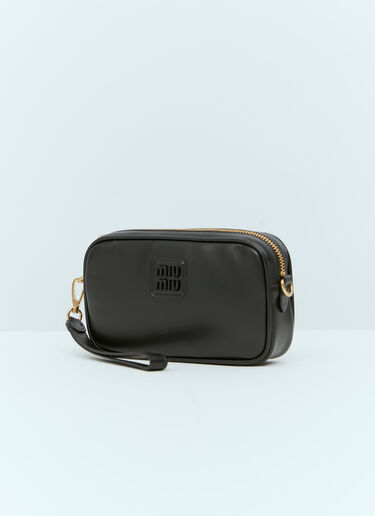 Embossed Logo Leather Pouch Miu Miu Embossed Logo Leather Pouch Black miu0254049
