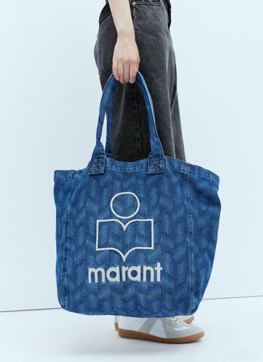 Isabel Marant Yenky Logo Embroidery Denim Tote Bag Blue ibm0253045