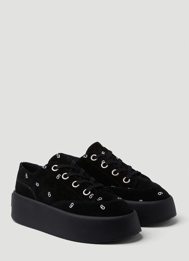 Logo Print Platform Sneakers MM6 Maison Margiela Logo Print Platform Sneakers Black mmm0249029