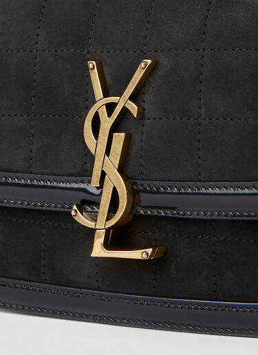 Saint Laurent Logo Plaque Quilted Shoulder Bag Black sla0251123