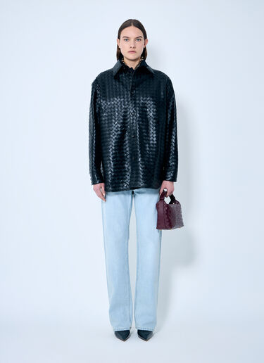 Bottega Veneta Intrecciato Leather Overshirt Black bov0259004
