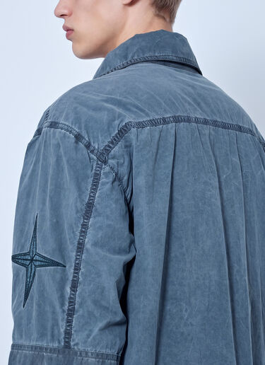 LN-CC® - Stone Island: Washed Overshirt with Drawstring Hem - Blue Stone Island Washed Overshirt with Drawstring Hem Blue sto0165070