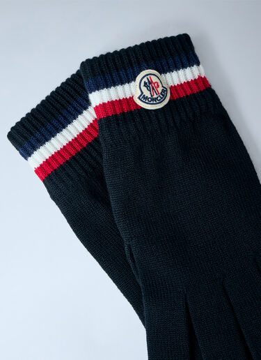 LN-CC® - Moncler: Knit Gloves with Logo Patch - Black Moncler Knit Gloves with Logo Patch Black mon0166038