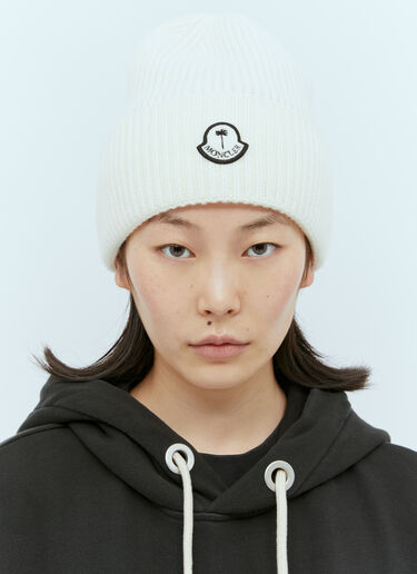 Moncler x Palm Angels Wool Beanie Hat White mpa0355004