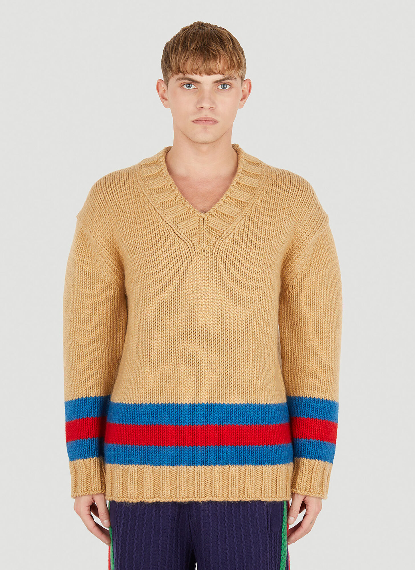Gucci Striped Sweater In Beige