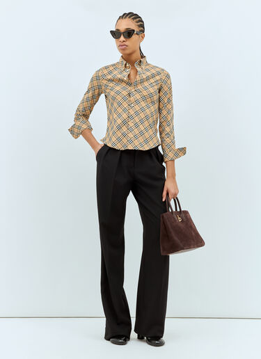 Burberry Check Cotton Shirt Beige bur0258001
