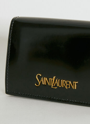 Saint Laurent Brushed Leather Business Card Case Black sla0254085