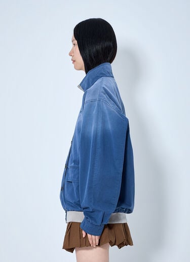 LN-CC® - Miu Miu: Old Washed Twill Blouson Jacket - Blue Miu Miu Old Washed Twill Blouson Jacket Blue miu0265009