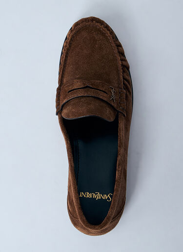 Saint Laurent Laurent 麂皮乐福鞋 棕色 sla0259043