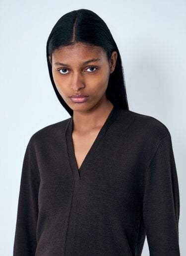 Lemaire Twisted V Neck Cardigan Brown lem0264015