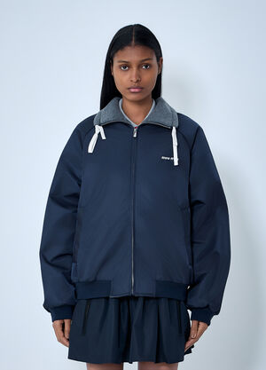 Miu Miu Technical Gazar And Fleece Bomber Jacket Blue miu0263007