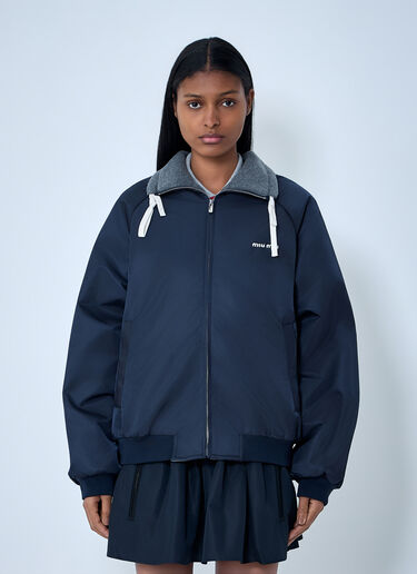 Miu Miu Technical Gazar And Fleece Bomber Jacket Blue miu0263007