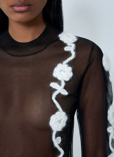 Sheer Floral Crochet Sweater GANNI Sheer Floral Crochet Sweater Black gan0262002