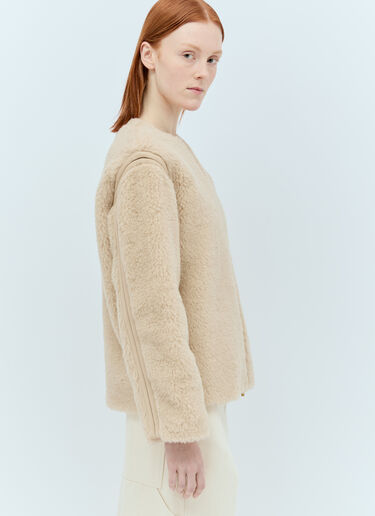 Max Mara Crewneck Teddy Jacket Beige max0255015