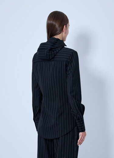LN-CC® - Jean Paul Gaultier: Hooded Striped Shirt - Black Jean Paul Gaultier Hooded Striped Shirt Black jpg0266008