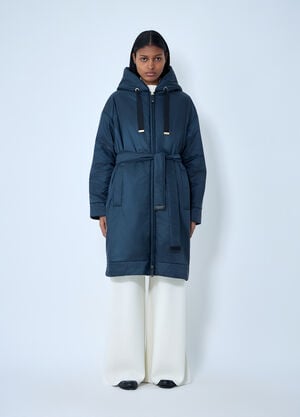 Max Mara Hooded Quilted Coat with Belt Blue max0263204