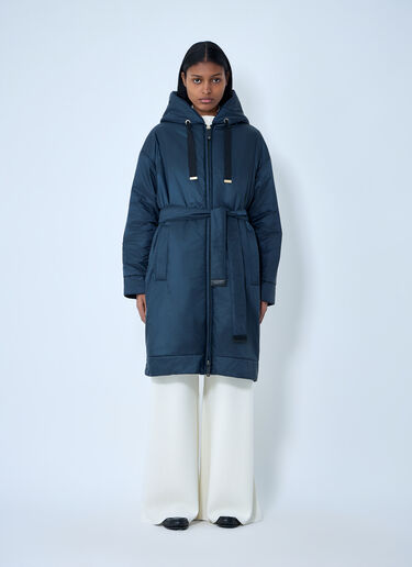 Max Mara Hooded Quilted Coat with Belt Blue max0263204