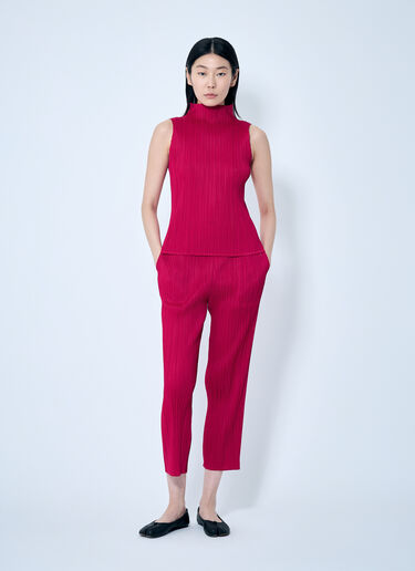 Pleats Please Issey Miyake Tapered Pleated Pants Red plp0259019