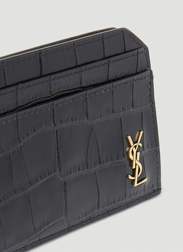 Saint Laurent Croc Embossed Cardholder Black sla0154049