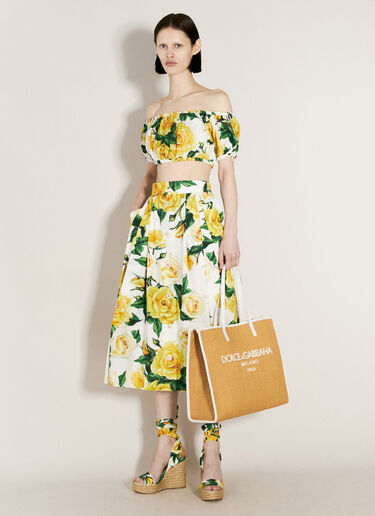 Dolce & Gabbana 印花软缎坡跟鞋 黄色 dol0255028