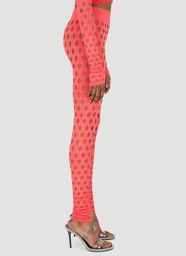 Maisie Wilen Perforated Ribbed-Waist Leggings Red mwn0247022