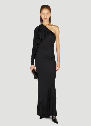Saint Laurent Draped Maxi Dress Black sla0251036