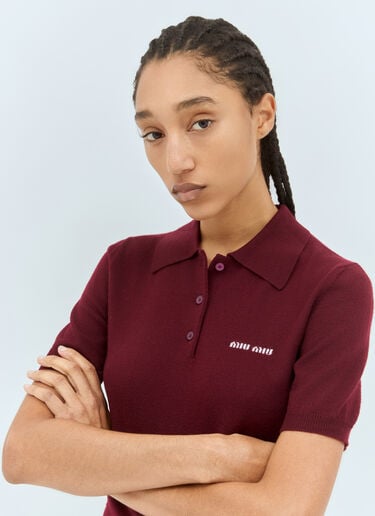 Miu Miu Wool Polo Shirt Burgundy miu0258076