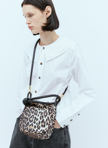 GANNI Knot Small Bucket Bag Beige gan0254022