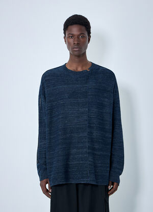 Yohji Yamamoto 7G 2PLY Pallarel Yarn Button Detail Sweater Navy yoy0164002