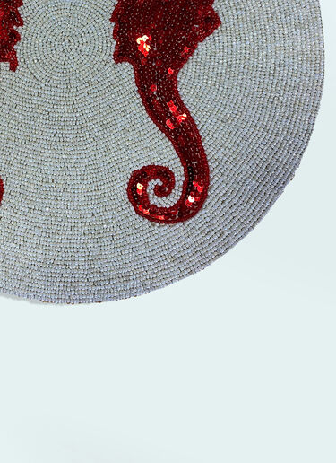 Les-Ottomans Set Of Two Seahorse Beaded Placemats Grey wps0691552
