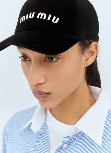 Miu Miu Velvet Baseball Cap Black miu0258059