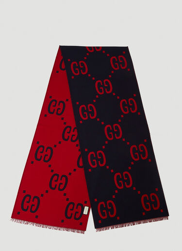 GG Logo Wool Scarf Gucci GG Logo Wool Scarf Blue guc0139048