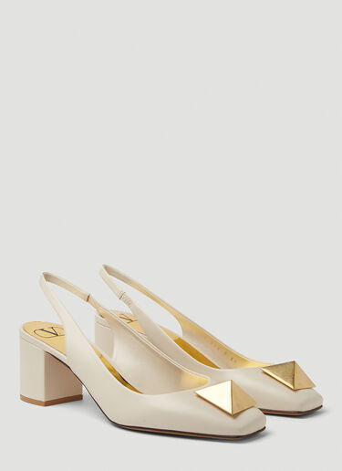 Valentino One Stud Sling Back Heels Cream val0249018