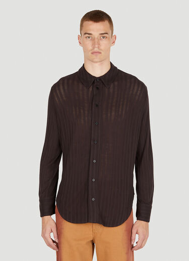 Eckhaus Latta シュランク ボタンダウンシャツ ブラウン eck0151004