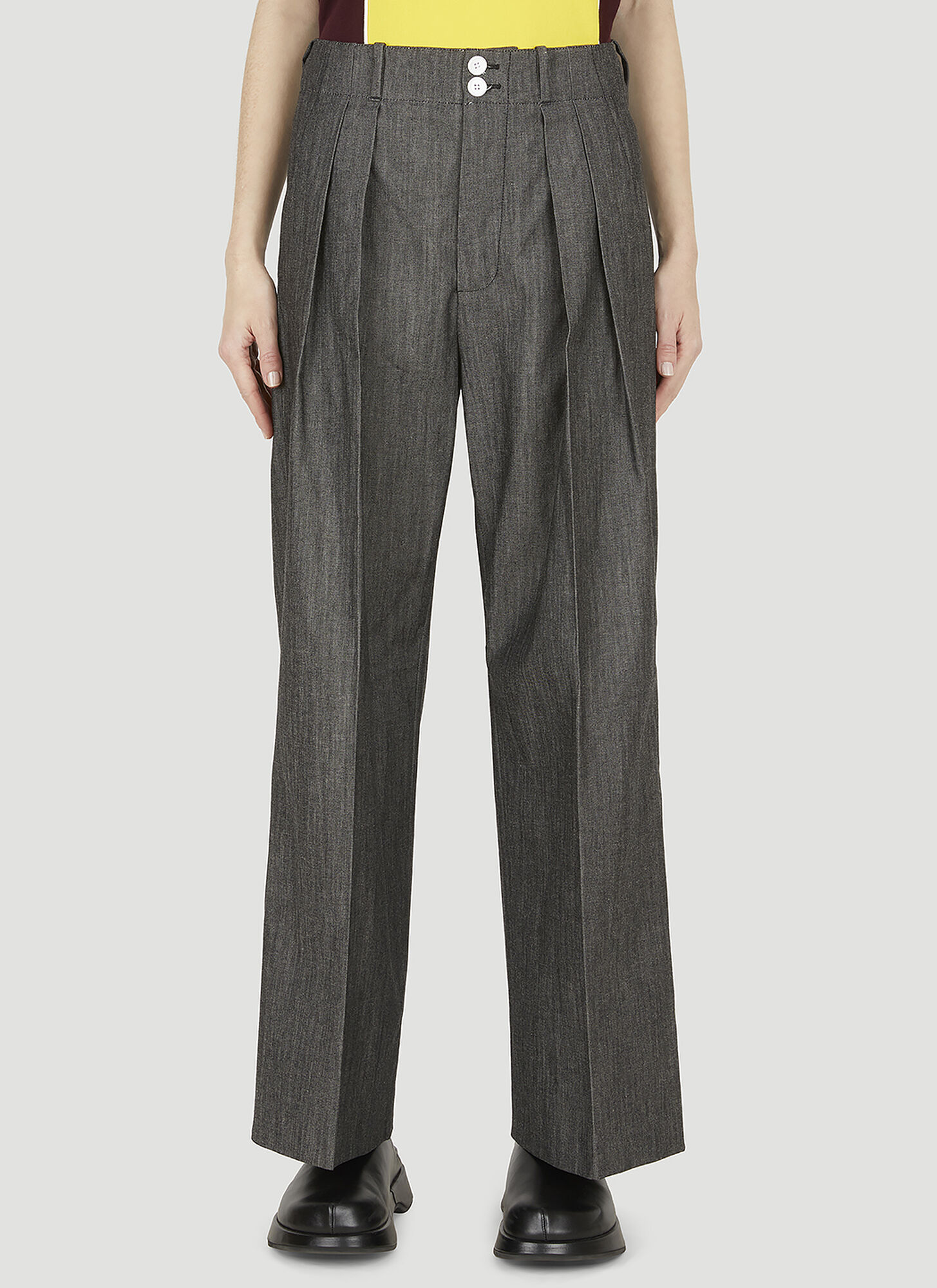 Plan C Tailored Pleated Pants In Grey