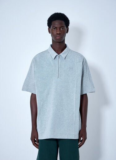 Miu Miu Half-Zip Polo Shirt Grey miu0164031