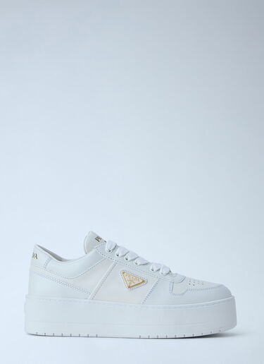 LN-CC® - Prada: Downtown Bold Leather Sneakers - White Prada Downtown Bold Leather Sneakers White pra0266012