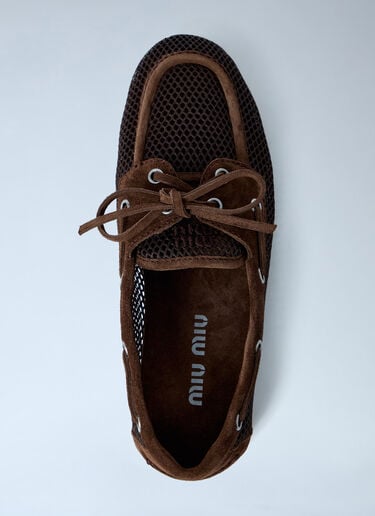 Miu Miu Mesh Loafers Brown miu0263024