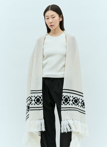 Max Mara Large Wool And Cashmere Scarf White max0255009