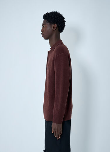 Wool Knitted Polo Sweater MHL by Margaret Howell Wool Knitted Polo Sweater Dark Brown mhl0162001